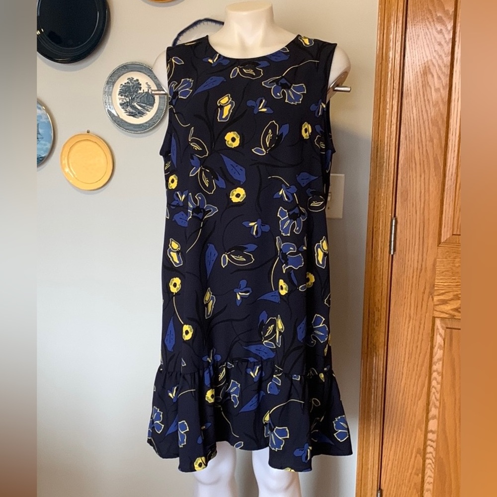 Halogen Navy Blue floral Dress. Size L (12-14)